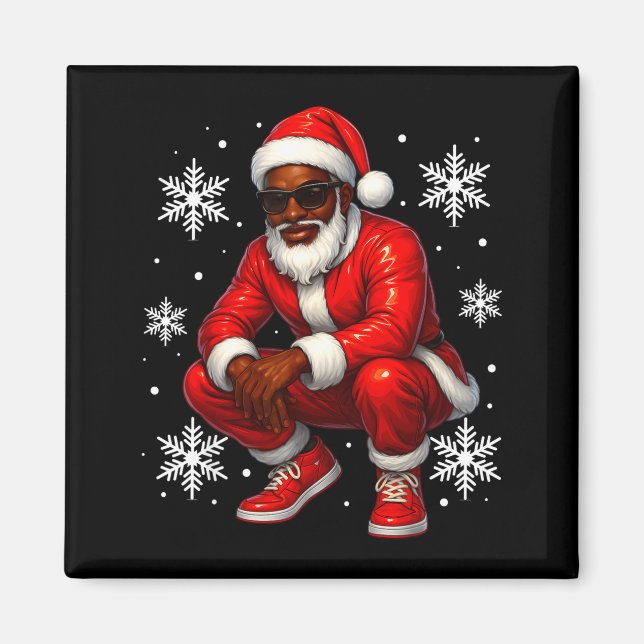 African American Cool Santa Claus Christmas Pajama Magnet (Vorne)