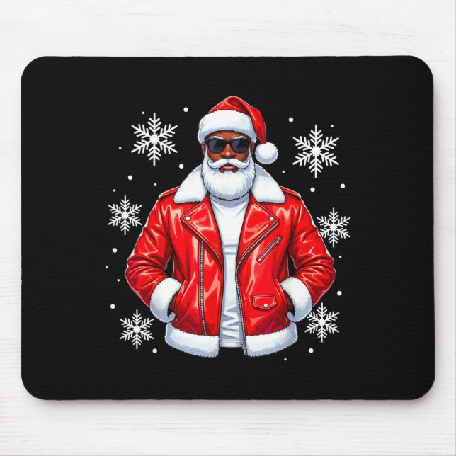 African American Cool Santa Claus Christmas Pajama Mousepad (Vorne)
