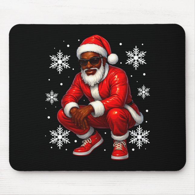 African American Cool Santa Claus Christmas Pajama Mousepad (Vorne)