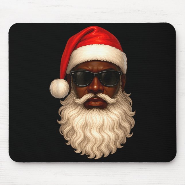 African American Cool Santa Claus Christmas Pajama Mousepad (Vorne)