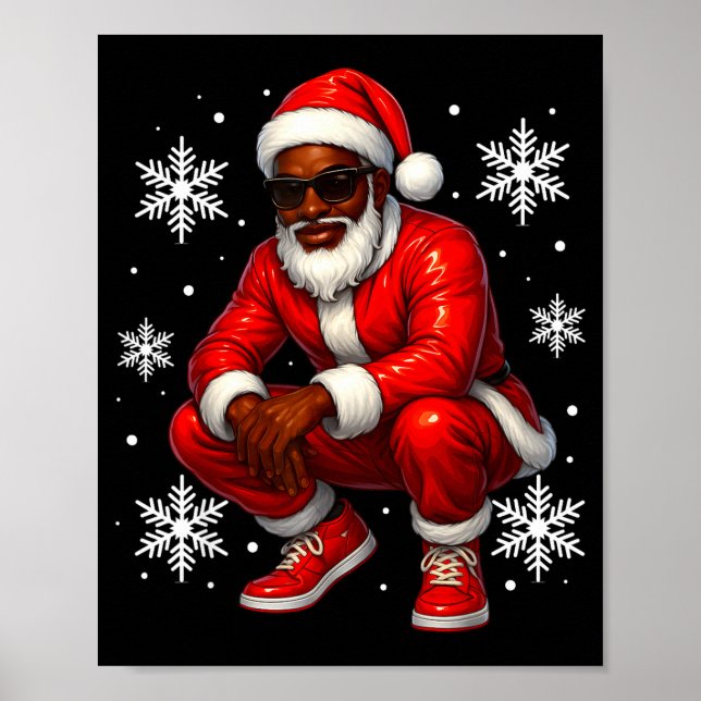 African American Cool Santa Claus Christmas Pajama Poster (Vorne)