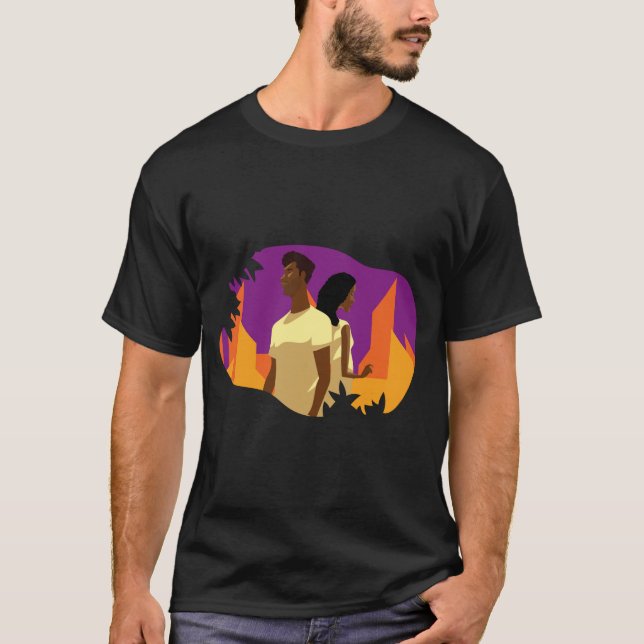 African American Couple Liebe Graphic T - Shirt (Vorderseite)