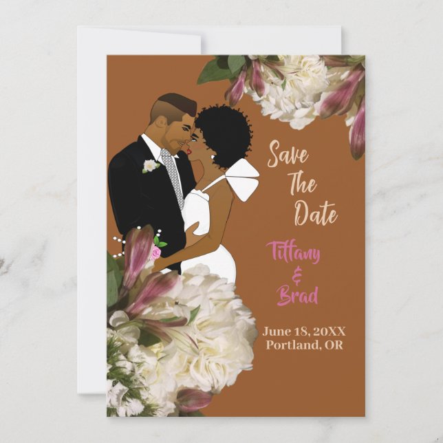 African American Couple Terracotta Rett-the-date Save The Date (Vorderseite)