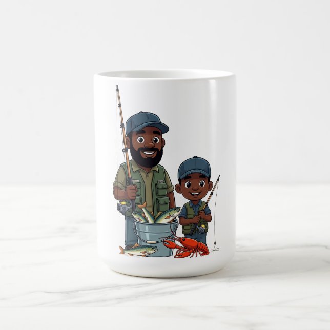 African American Dad and Son Fishing Kaffeetasse (Mittel)