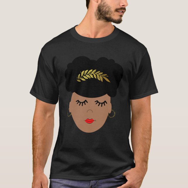 African American Divine Queen With Afro Puff T-Shirt (Vorderseite)