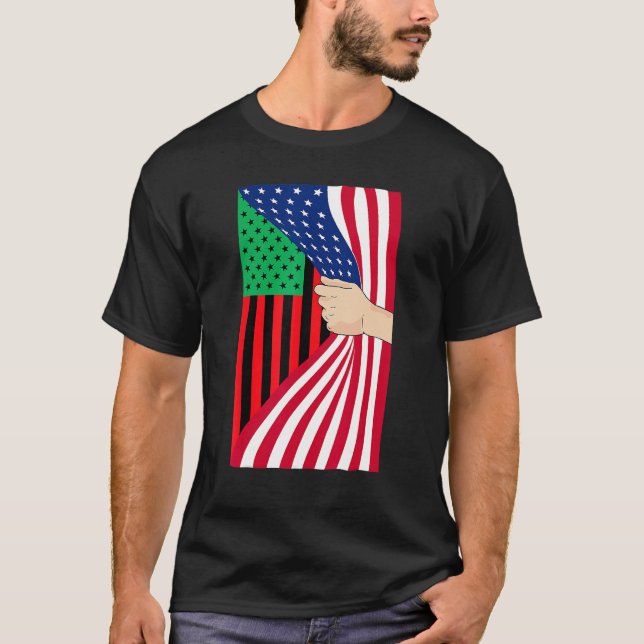 African American Flag Pan African Black Liberation T-Shirt (Vorderseite)