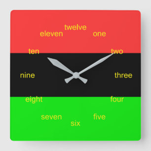 African American Flag Total Quadratische Wanduhr