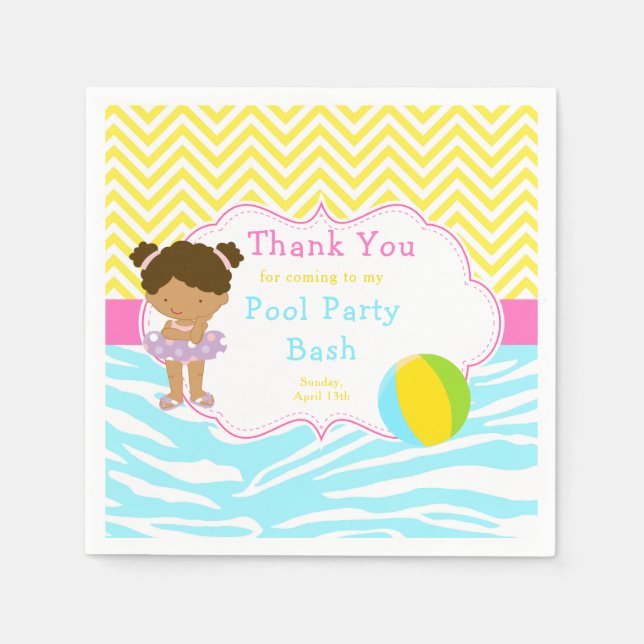 African American Girl Pool Party Bash Party Serviette (Vorderseite)