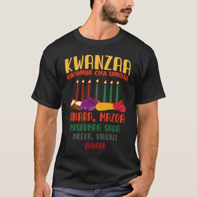 African American Holiday or Kwanzaa Kinara or Kwan T-Shirt (Vorderseite)