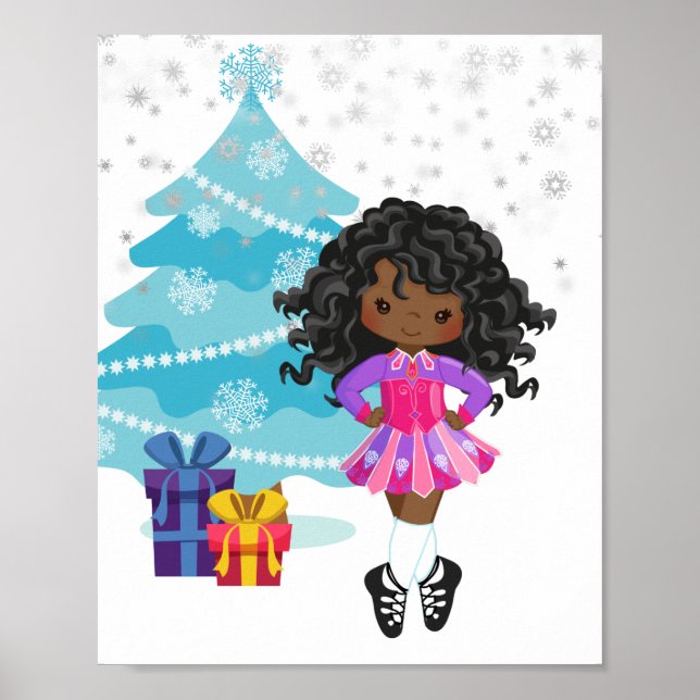 African American Irish Dancer Winter Weihnachten Poster (Vorne)