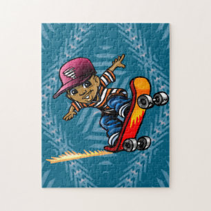 African American Kid On a Skateboard Puzzle