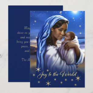 African American Madonna Flat Christmas Cards Feiertagskarte