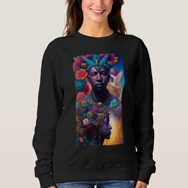 African American Man and Woman Mystical Fantasy AI Sweatshirt (Vorderseite)
