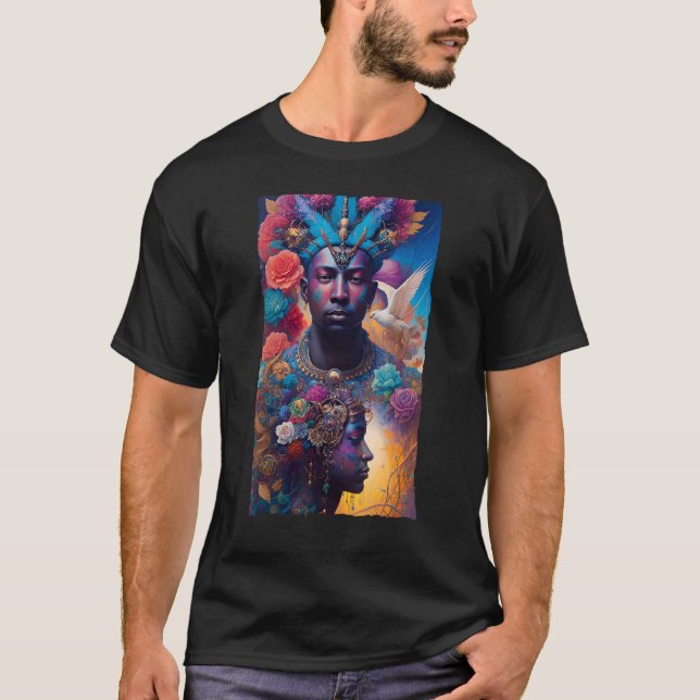 African American Man and Woman Mystical Fantasy AI T-Shirt (Vorderseite)
