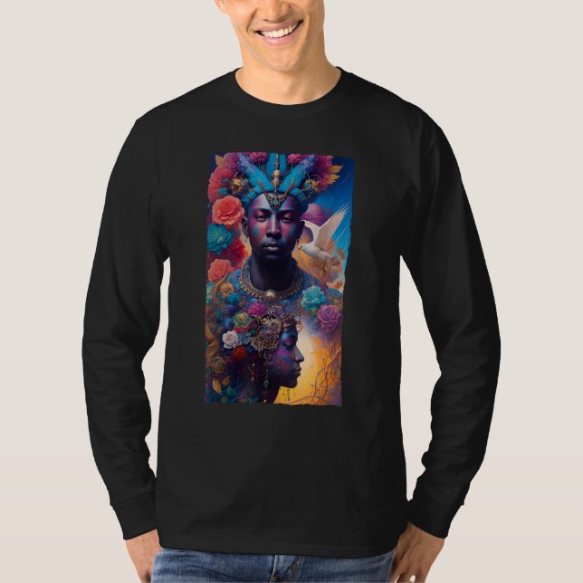 African American Man and Woman Mystical Fantasy AI T-Shirt (Vorderseite)