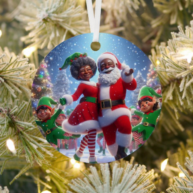 African American Mr & Mrs Claus Ornament Aus Metall (InSitu)