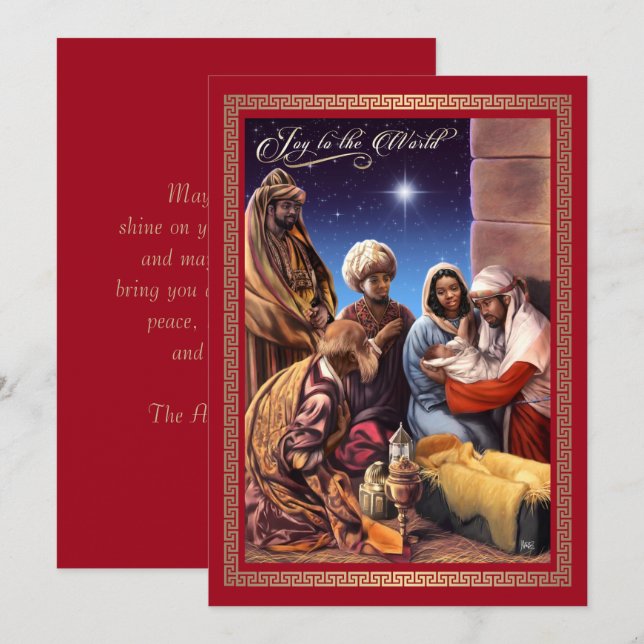 African American Nativity Art Flat Christmas Card Einladung (Vorne/Hinten)