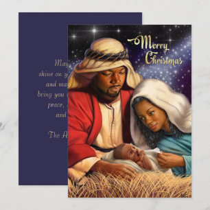 African American Nativity Art Flat Christmas Cards Feiertagskarte