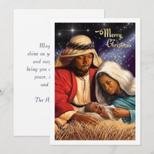 African American Nativity Art Flat Christmas Cards Feiertagskarte