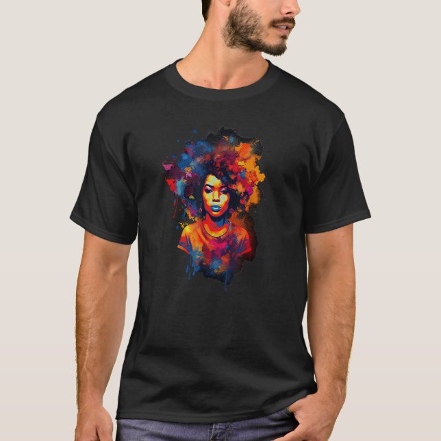 African American  Natural Black Hair Beauty Art T-Shirt (Vorderseite)