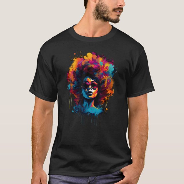 African American  Natural Black Hair Beauty T-Shirt (Vorderseite)