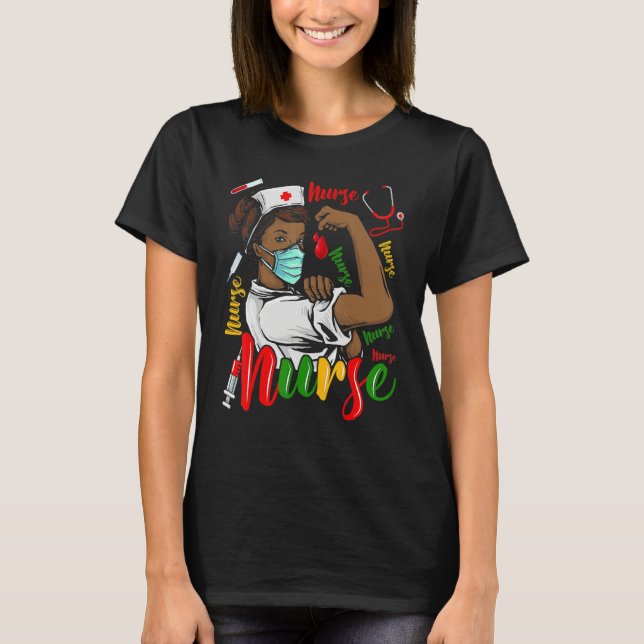 African American Nurse Black History Month Pride B T-Shirt (Vorderseite)