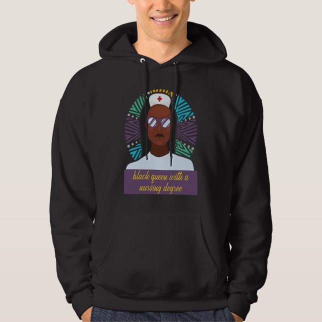 African American Nurse Black Queen Nursing School Hoodie (Vorderseite)