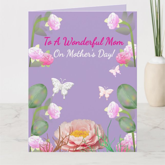 African American Pink Floral Mother's Day Karte (Vorderseite)