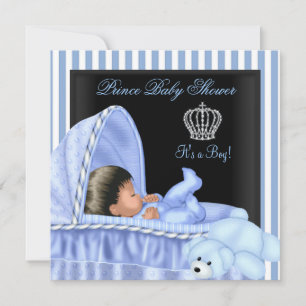African American Prince Baby Shower Boy Bassinette Einladung