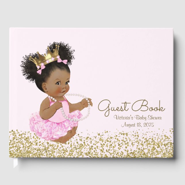 African American Princess Baby Showbook Gästebuch (Vorderseite)