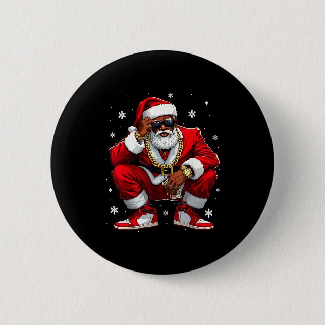 African American Santa Christmas Black Xmas Women  Button (Vorderseite)
