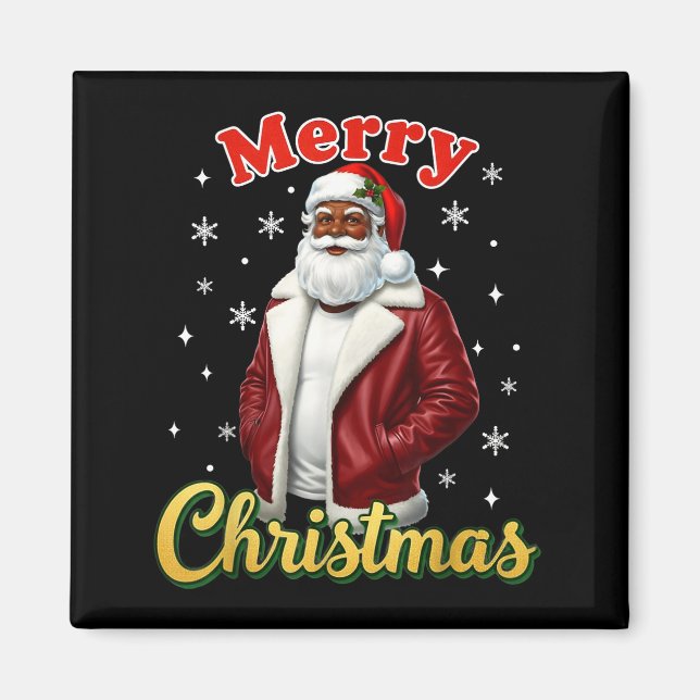 African American Santa Christmas Cool Black X-mas  Magnet (Vorne)