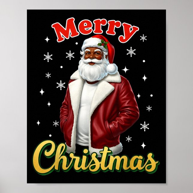 African American Santa Christmas Cool Black X-mas  Poster (Vorne)