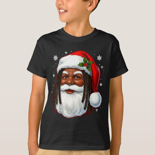 African American Santa Christmas Cool Black X-mas  T-Shirt (Vorderseite)