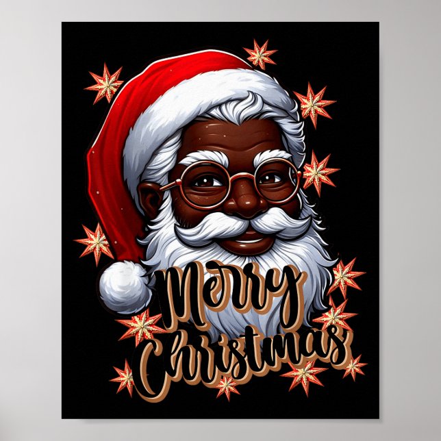African American Santa Christmas Pajama Black X-ma Poster (Vorne)