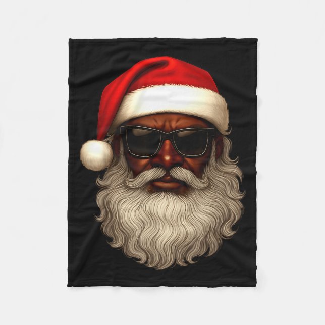 African American Santa Christmas Pajama Cool Black Fleecedecke (Vorderseite)