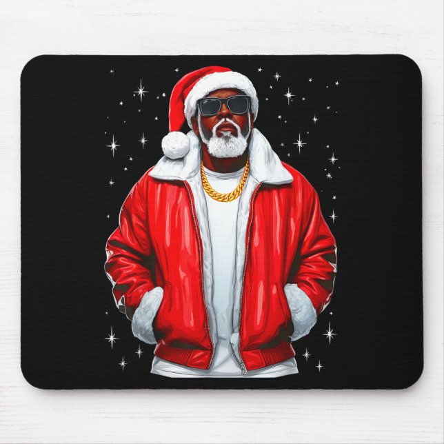 African American Santa Christmas Pajamas Cool Blac Mousepad (Vorne)
