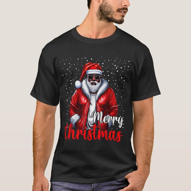 African American Santa Christmas Shirt Pajama Cool (Vorderseite)