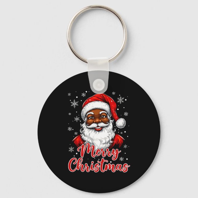 African American Santa Christmas Vintage Afro Blac Schlüsselanhänger (Vorderseite)