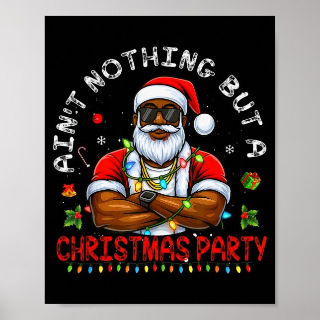 African American Santa Claus Christmas Pajama Menw Poster (Vorne)