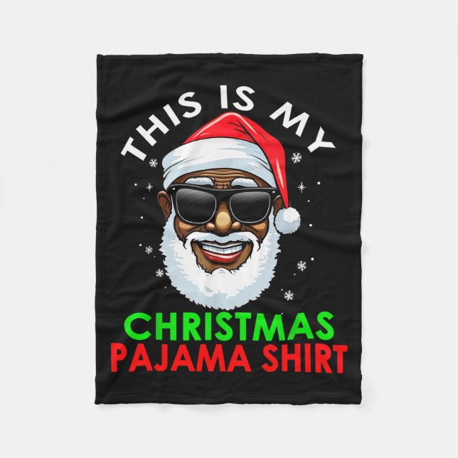 African American Santa Claus Christmas Pajama Shir Fleecedecke (Vorderseite)