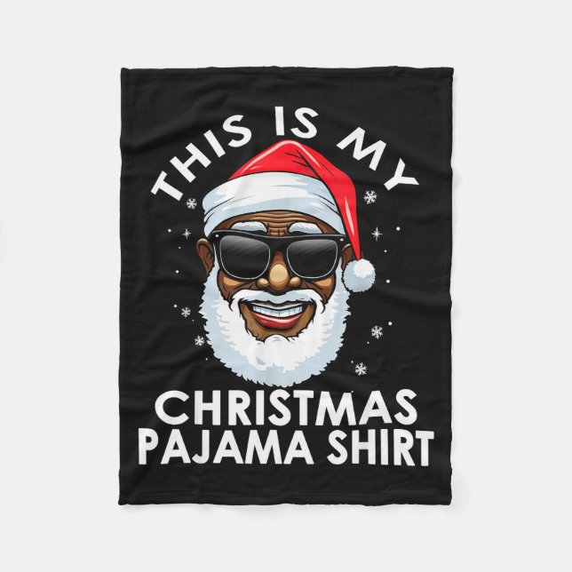 African American Santa Claus Christmas Pajama Shir Fleecedecke (Vorderseite)
