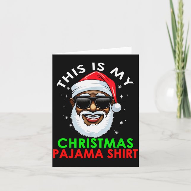 African American Santa Claus Christmas Pajama Shir Karte (Vorderseite)