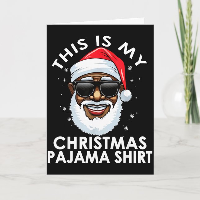 African American Santa Claus Christmas Pajama Shir Karte (Vorderseite)