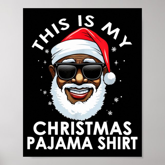 African American Santa Claus Christmas Pajama Shir Poster (Vorne)