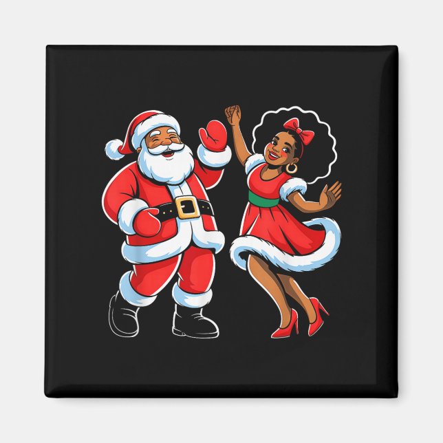 African American Santa Claus Dancing Funny Christm Magnet (Vorne)