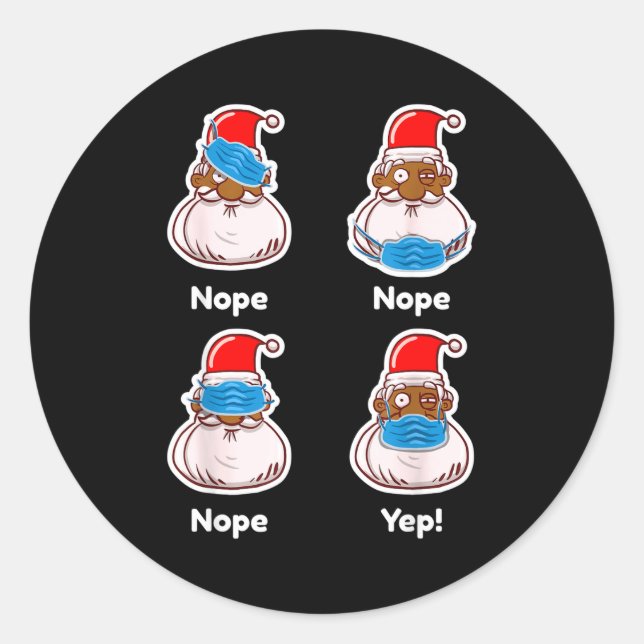 African American Santa Claus Matching Christmas Pa Runder Aufkleber (Vorderseite)