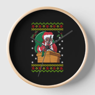 African American Santa Ugly Christmas Uhr