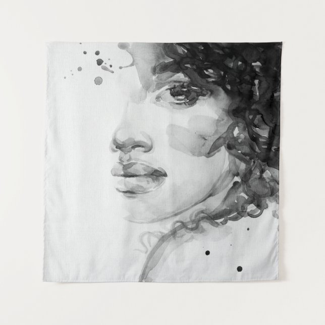 african american woman. beauty fashion illustratio wandteppich (Vorderseite)