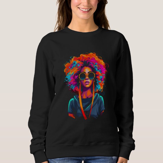 African American Woman Black Girl Graffiti Graphic Sweatshirt (Vorderseite)